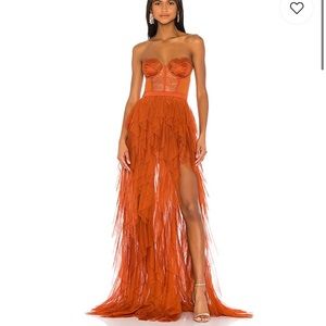 Size Small For Love and Lemons Bustier Gown in Rust